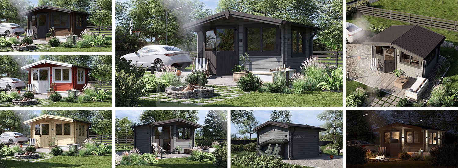 Garden Log Cabin LILLE (34 mm), 4x3 m (13'x10'), 12 m² visualization 1