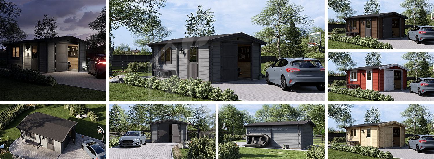 Single Wooden Garage CLASSIC (44 mm), 4x6 m (13'x20'), 24 m² visualization 1