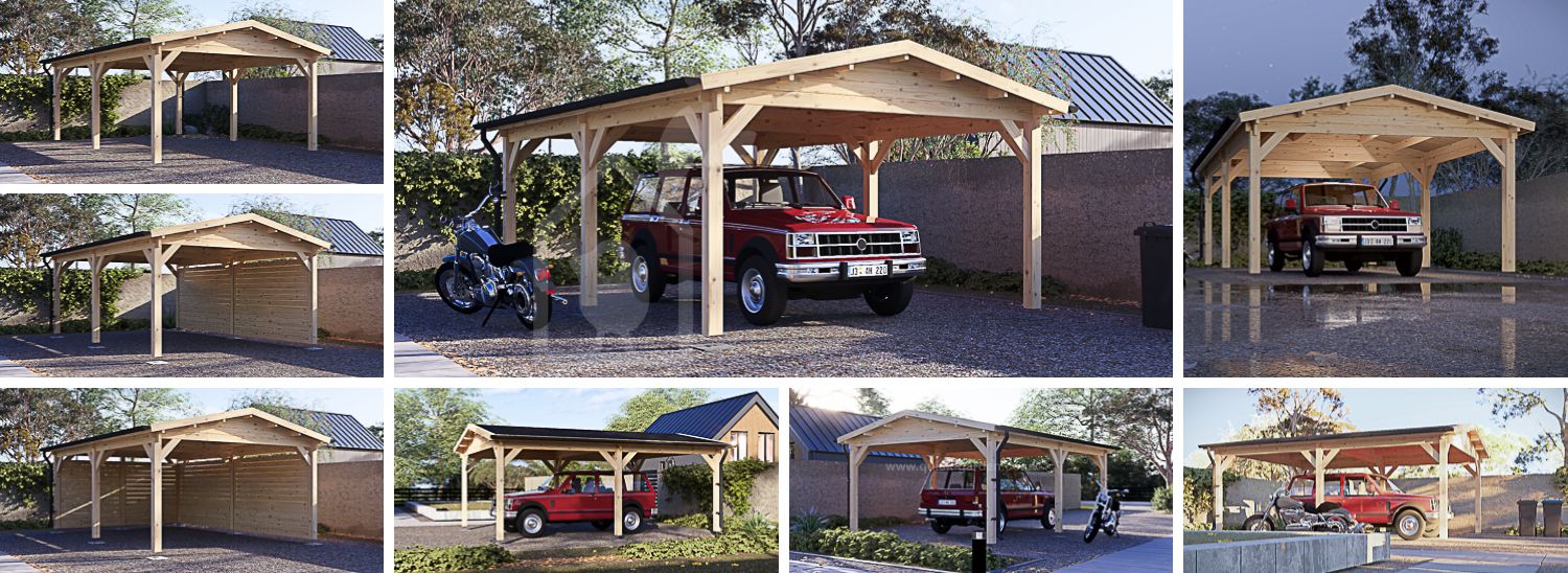 Single Wooden Carport CLASSIC, 4x5.7 m (13’x19’) visualization 1