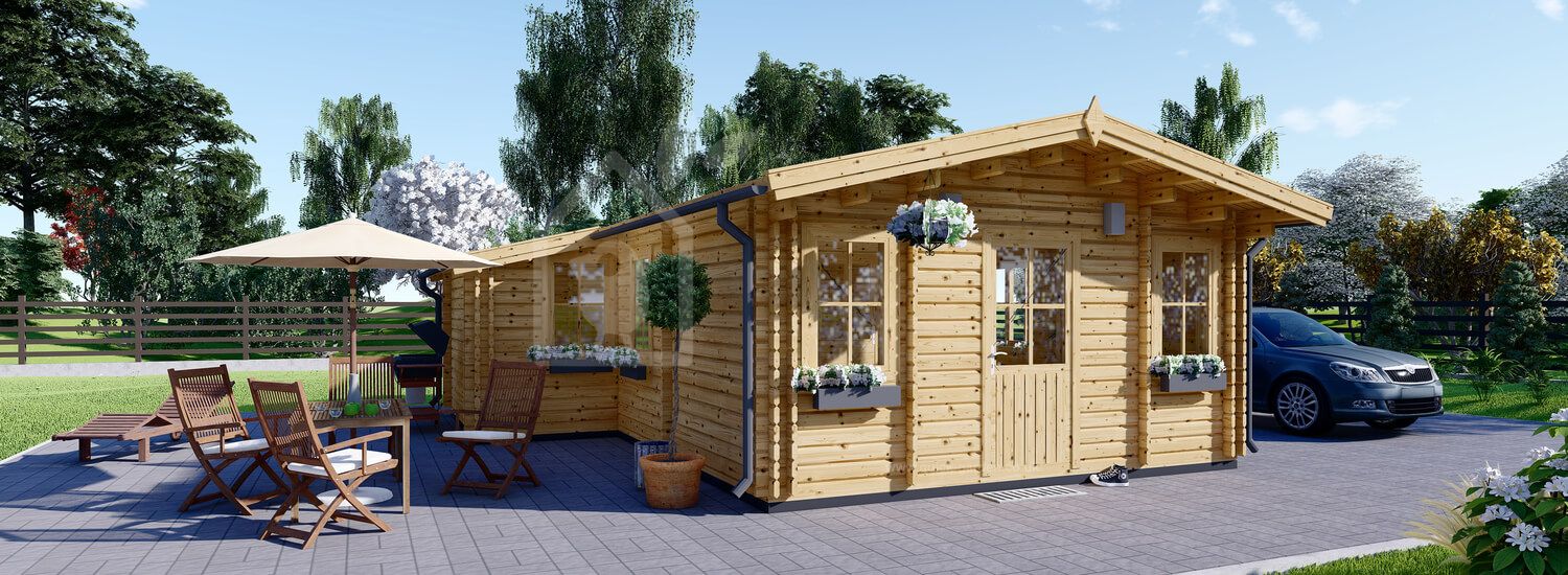 Residential Log Cabin DIJON (44+44 mm + Insulation PLUS, BRF), 44 m² visualization 1