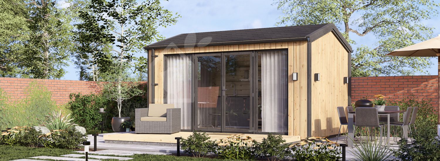 Garden Cabin EMMY S (34 mm + Cladding), 4x3 m, 12 m² visualization 1