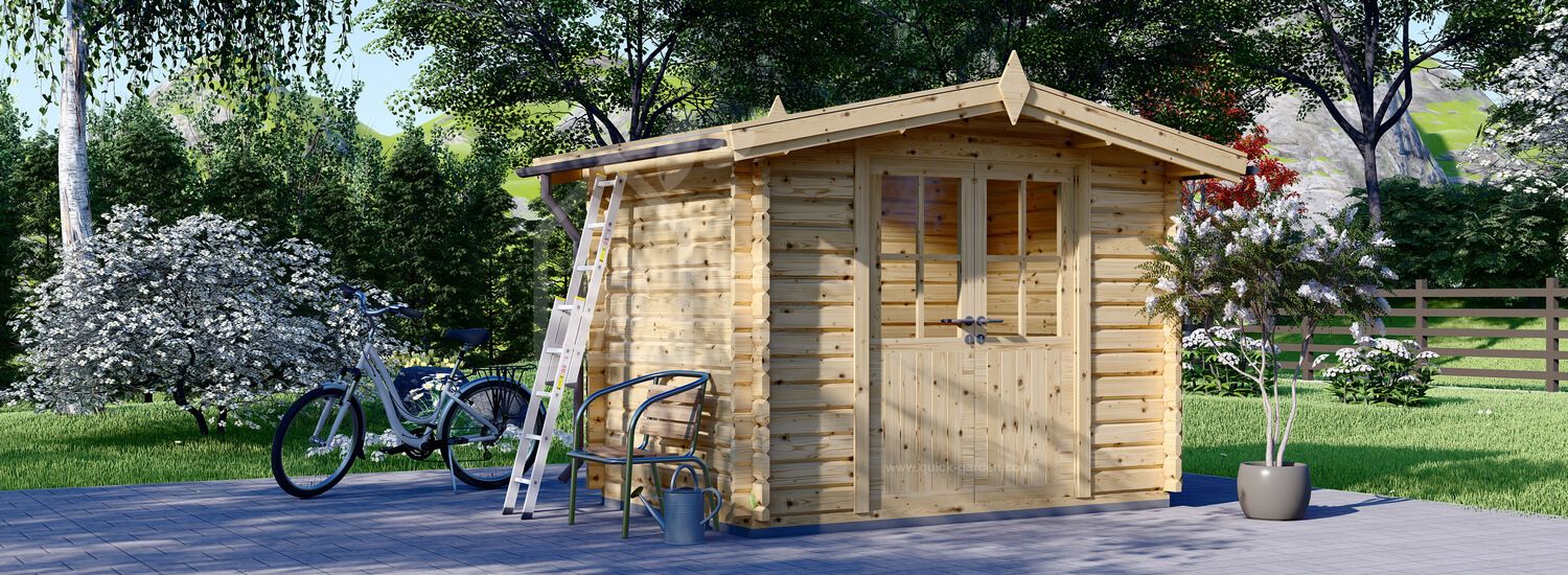 Log Cabin Shed MINI (28 mm), 3x2 m (10'x7'), 6 m² visualization 1