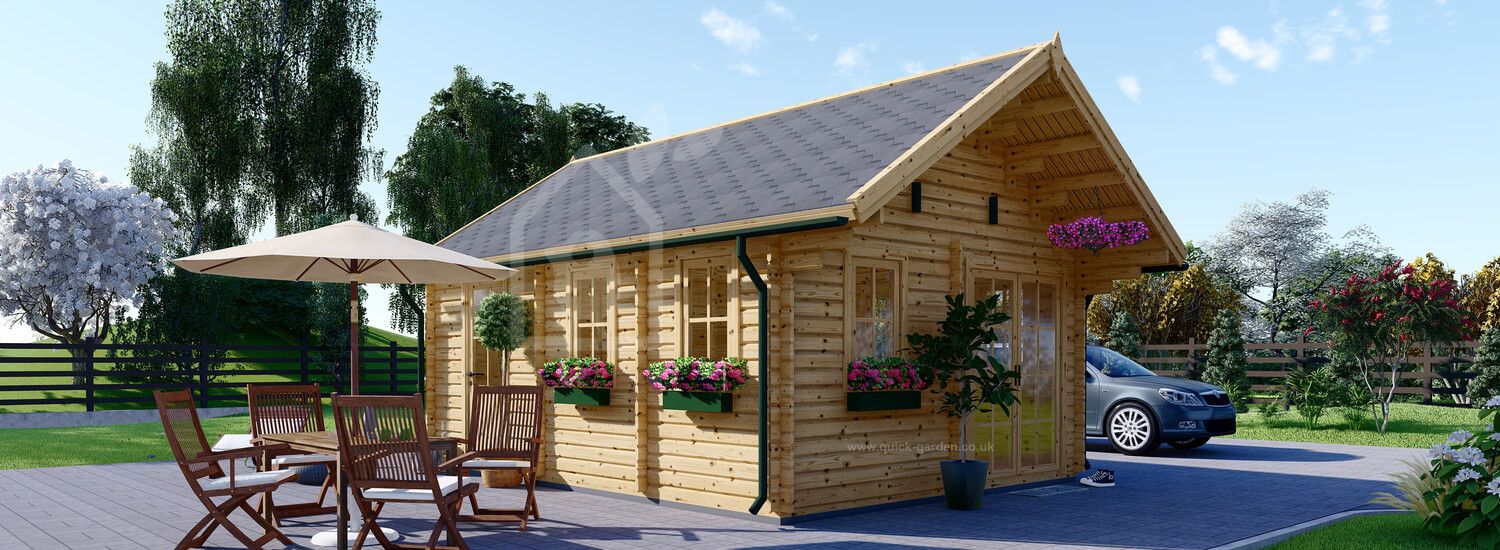 Log Cabin With Loft SCOOT (44+44 mm + Insulation PLUS, BRF), 4.5x6 m (15'x20'), 27 m² + 9 m² visualization 1