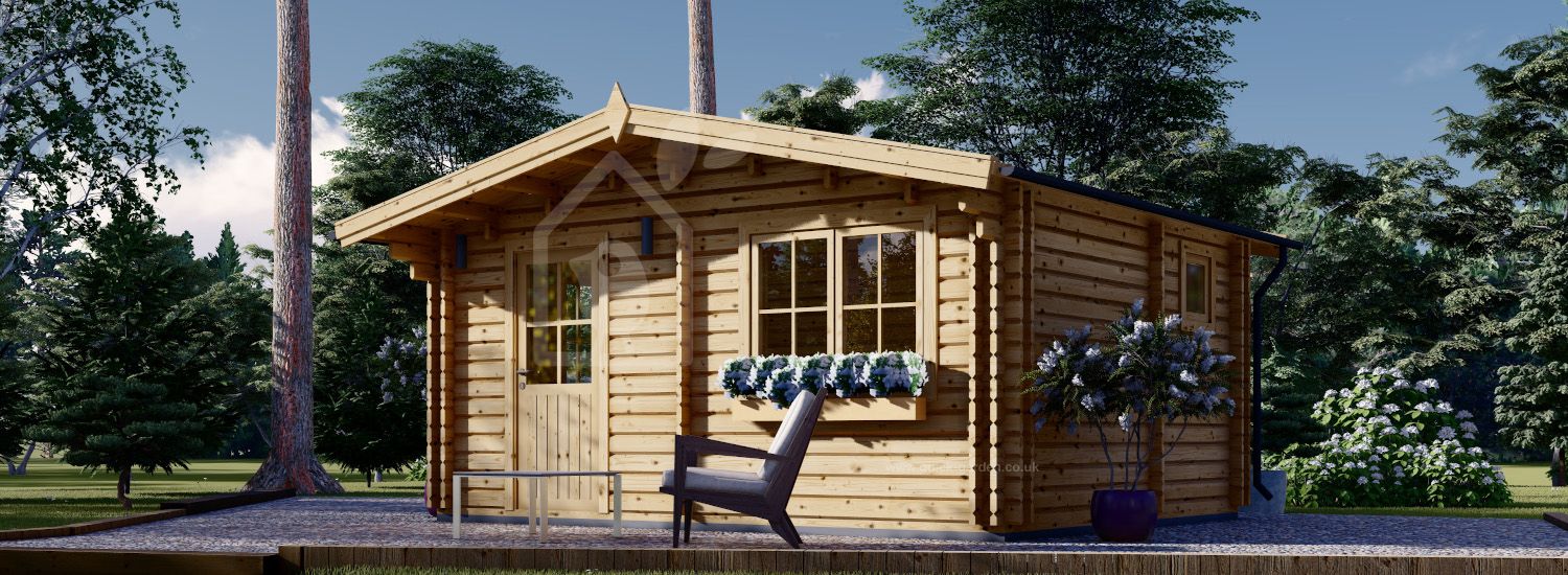 Log Cabin NINA S (44+44 mm + Insulation), 6x6 m (20'x20'), 36 m² visualization 1