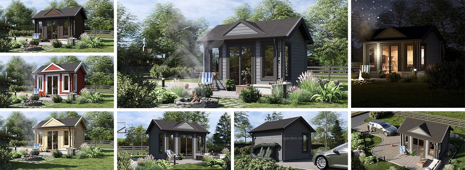 Garden Log Cabin CLOCKHOUSE (44 mm), 4x3 m (13'x10'), 12 m² visualization 1