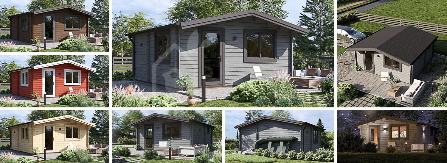 Garden Log Cabin NINA (44 mm), 5x5 m (16'x16'), 25 m² visualization 1