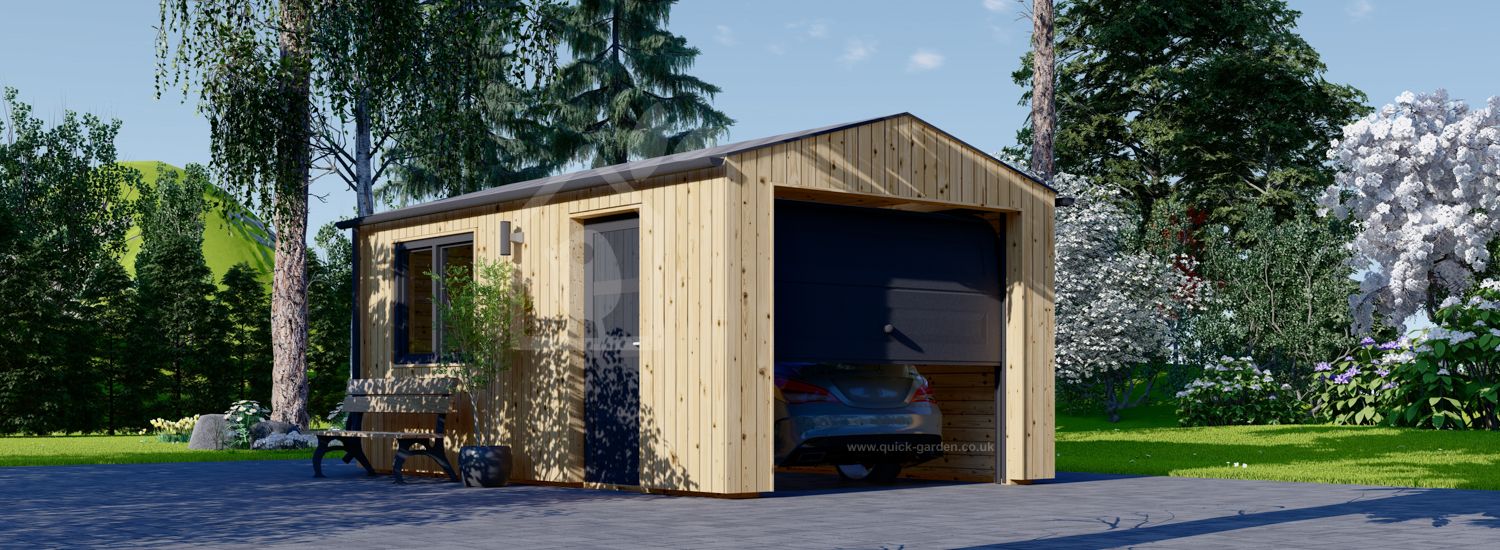 Single Wooden Garage Roof SILVIA (34 mm + Cladding), 3.2x5.2 m (11'x17'), 16.6 m² visualization 1