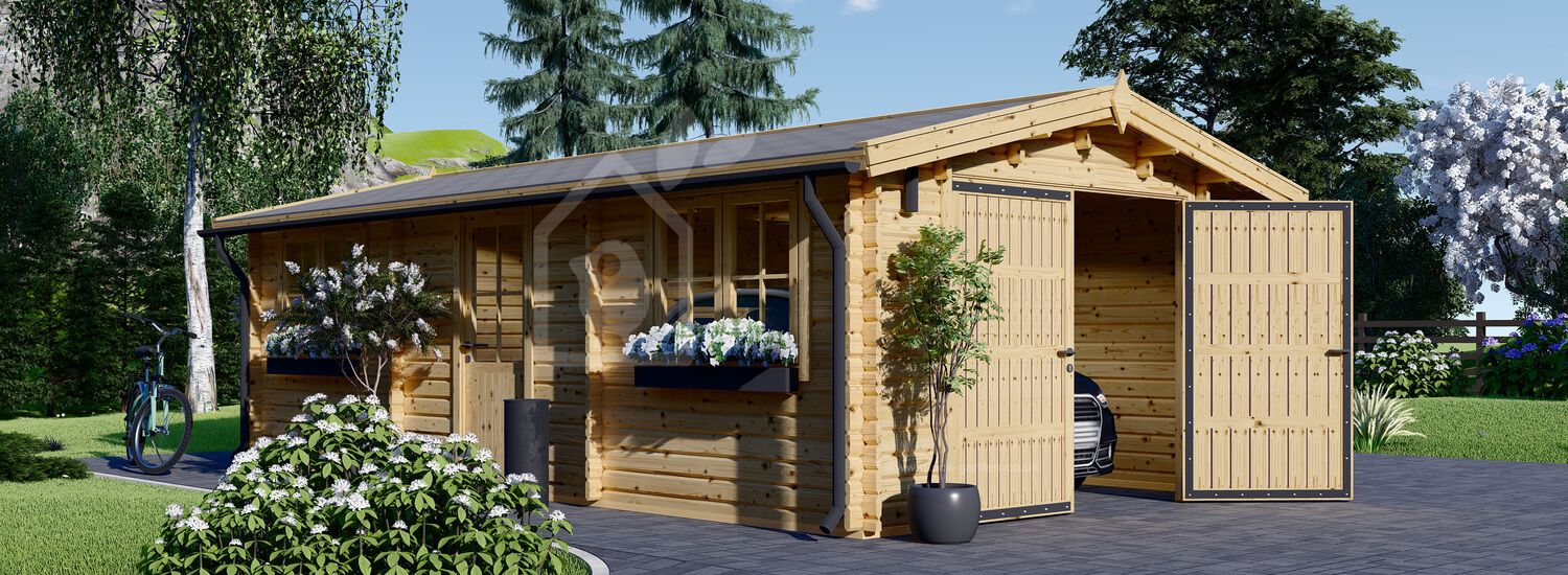 Single Wooden Garage CLASSIC (44 mm), 4x7.5 m (13'x25'), 30 m² visualization 1