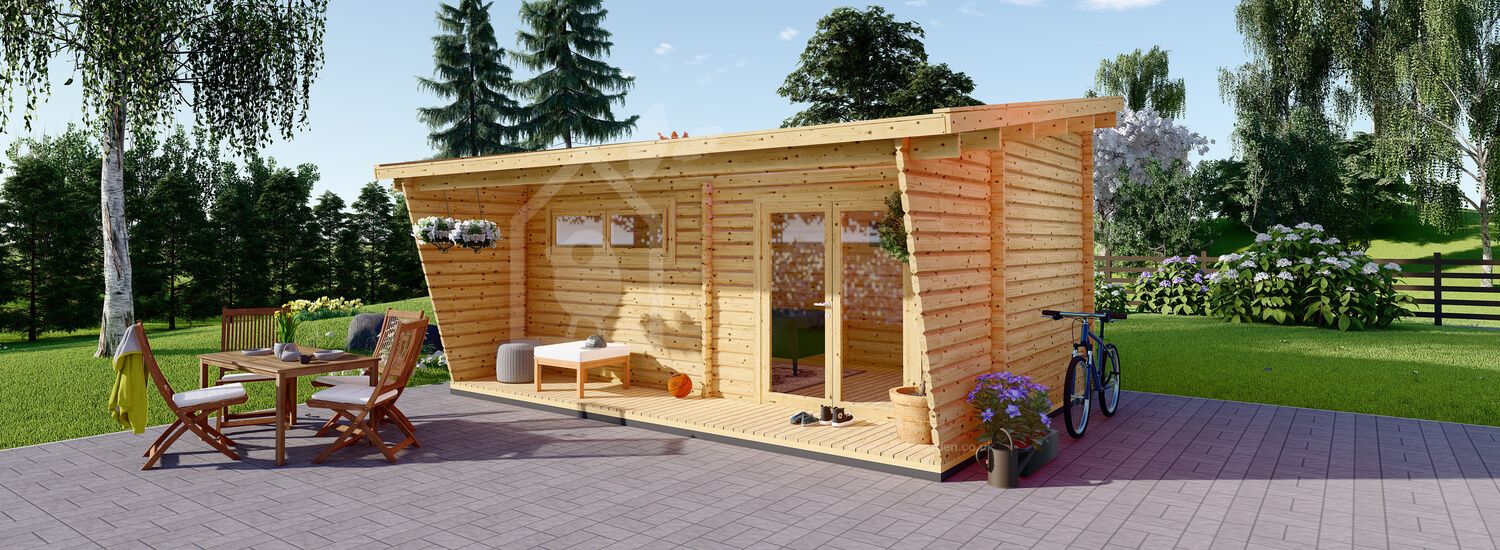Garden Log Cabin HORTA (44 mm), 6x3 m (13'x13'), 18 m² visualization 1