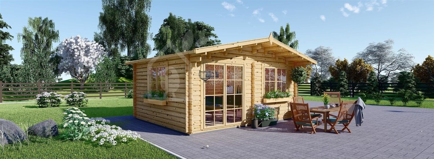 Garden Log Cabin WISSOUS (44 mm), 5x3 m (16'x10'), 15 m² visualization 1