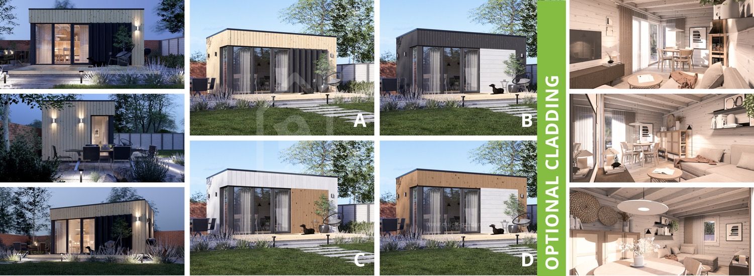 Garden Room PREMIUM (34 mm + Cladding), 5x3 m (17’x10’), 13 m² visualization 1