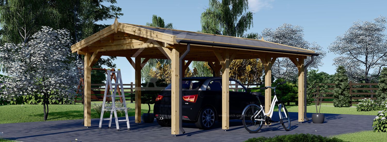 Single Wooden Carport CLASSIC 3m x 6m (10x20 ft) - 92b38ebaDa8aabc4888e6127c0D91bD1e5b19321 AV038 3 Carport Classic 3x6 Img03
