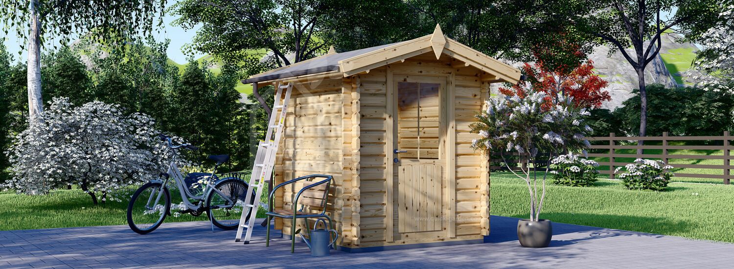 Garden Log Cabin CUBE (28 mm), 2x2 m (7'x7'), 4 m² visualization 1