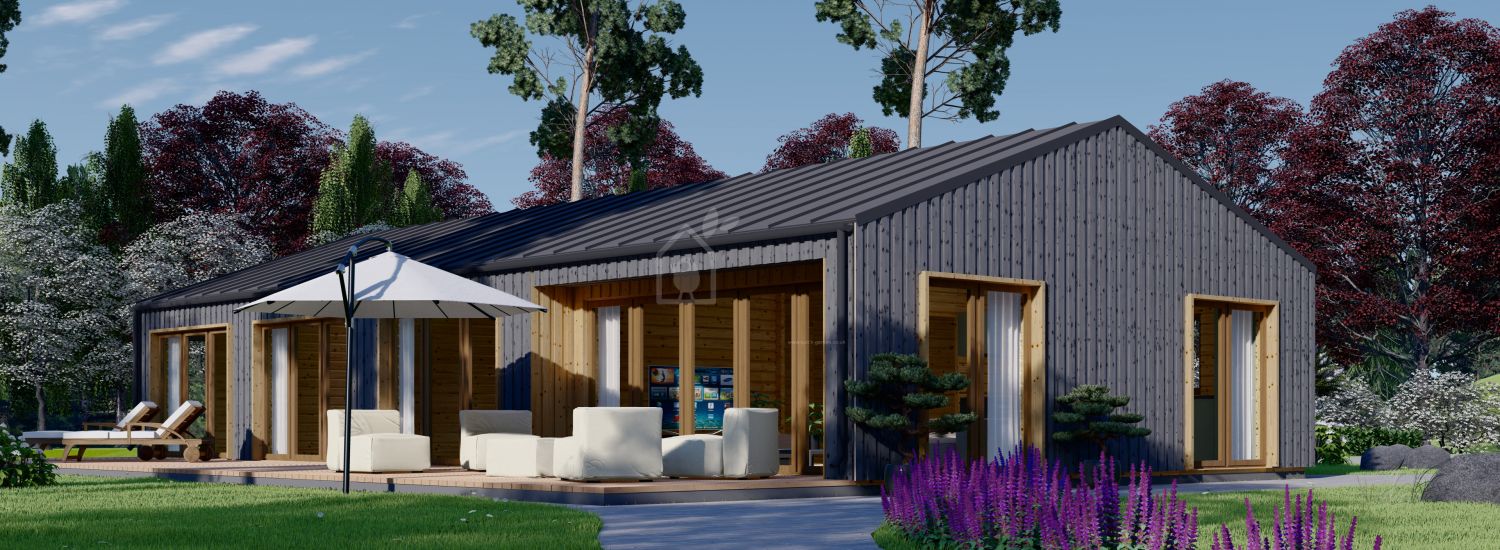 Log Cabin House ELIZA (44 mm + Cladding), 130 m² visualization 1