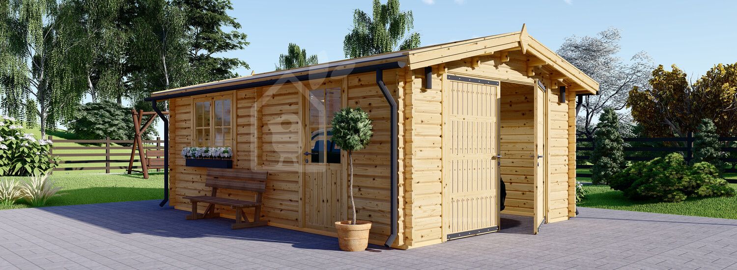 Single Wooden Garage CLASSIC (44 mm), 3.6x5.4 m (12'x18'), 20 m² visualization 1
