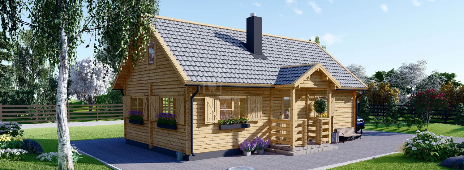Log Cabin House EMMA (66 mm), 70 m² visualization 1