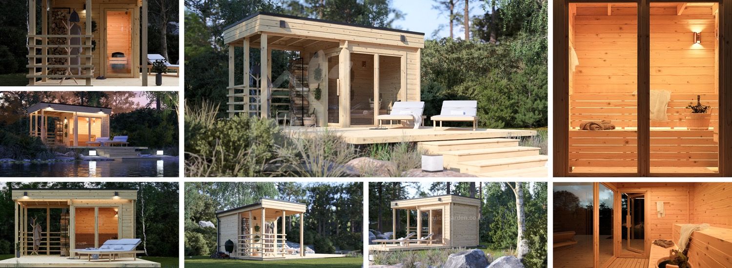 Outdoor Sauna FREJA (44 mm), 4.5x2.5 m, 4.85 m² visualization 1