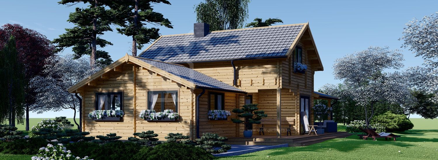 Log Cabin House HOLLAND (44+44 mm), 113 m² + 13 m² Terrace visualization 1