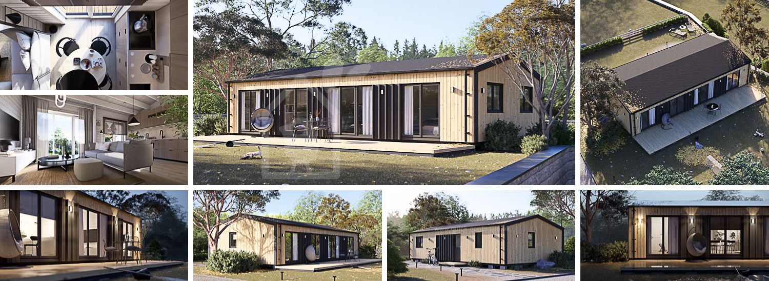 Granny Annexe NICOLE M (44 mm + Cladding), 12.7x6.2 m (42'x20'), 68 m² visualization 1