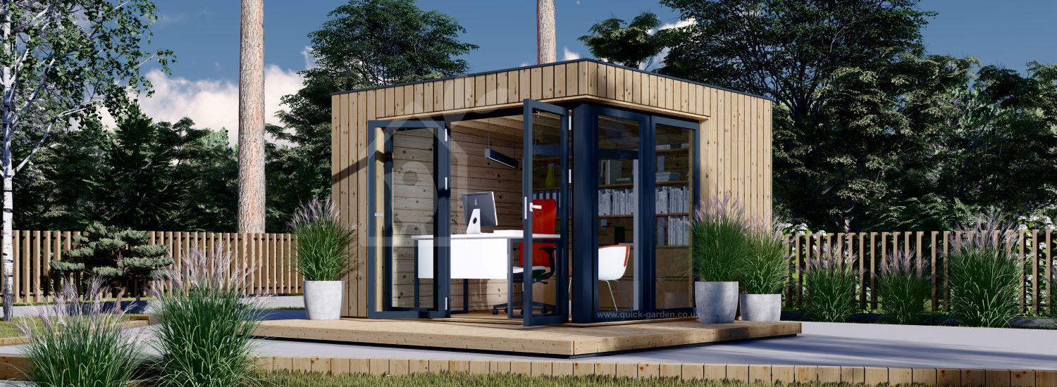 Garden Office Pod PREMIUM (Insulated PLUS, 34 mm + Cladding), 3x3 m (10' x 10'), 9 m² visualization 1