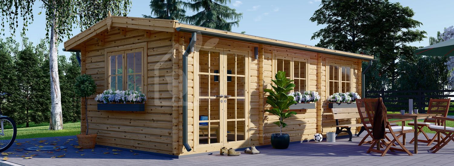 Garden Log Cabin ELEONORA (44 mm), 6.6x3 m, 19.8 m² visualization 1