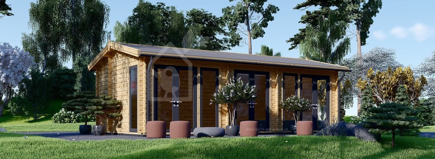 Log Cabin MARION (44 mm) 7.5x4m (25'x13'), 30 m²