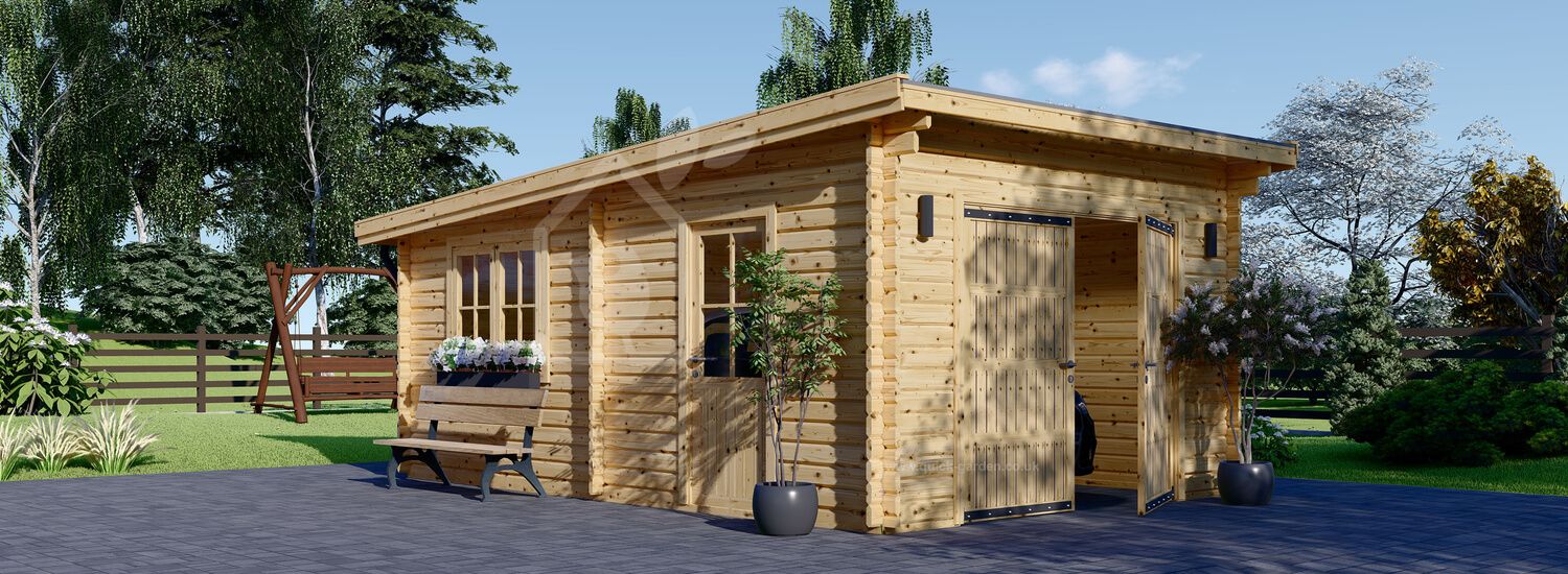 Single Wooden Garage With Flat Roof MODERN (44 mm), 3.6x5.4 m (12'x18'), 20 m² visualization 1