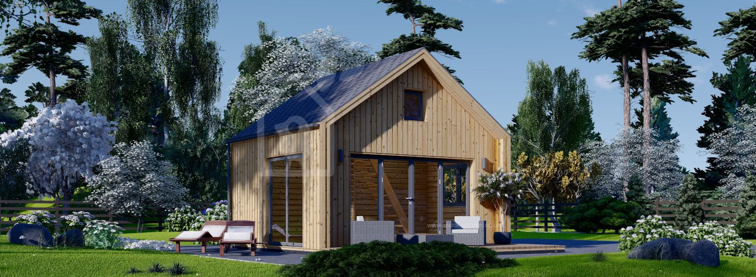 Log Cabin SARA With Loft (34 mm + Cladding + Insulation PLUS, BRF), 20 m² visualization 1