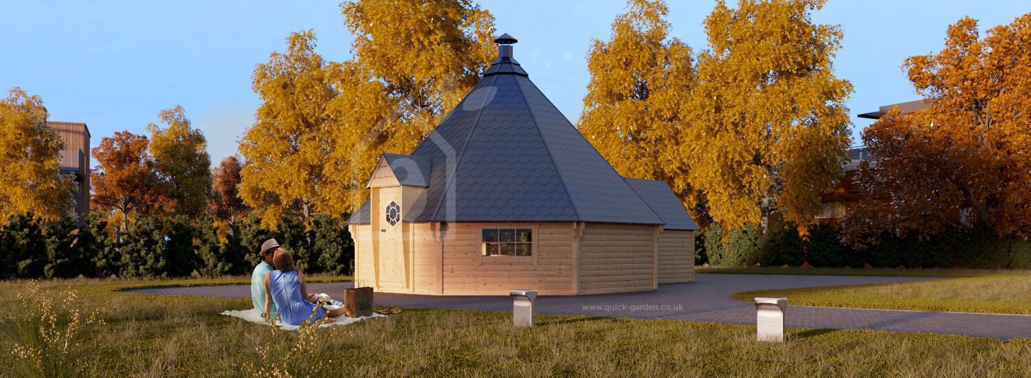BBQ Hut KOTA 25 With Extension (44 mm), 5.5x8 m (18'x26'), 25 m² visualization 1