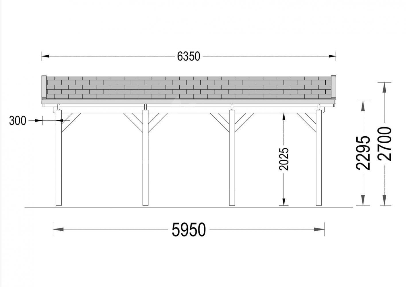 Single Wooden Carport CLASSIC 3m x 6m (10x20 ft) - B2207f9471292f0a618e067b87D396fec56be862 AV038 3 Carport Classic 3x6 Plan05