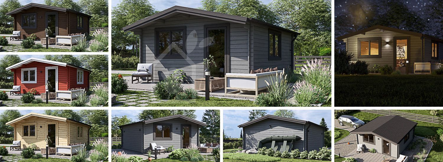 Log Cabin DREUX (44 mm), 5x5 m (16'x16'), 25 m² visualization 1