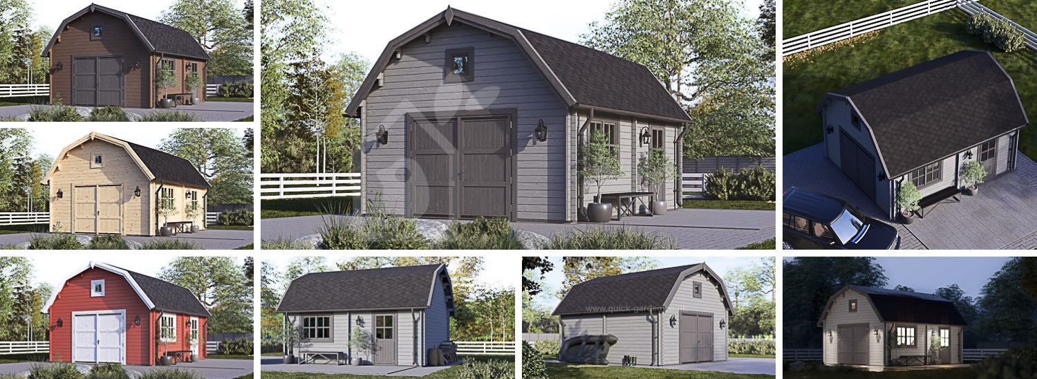 Single Wooden Garage MISSISSIPPI (44 mm), 5x6 m (16'x20'), 30 m² visualization 1
