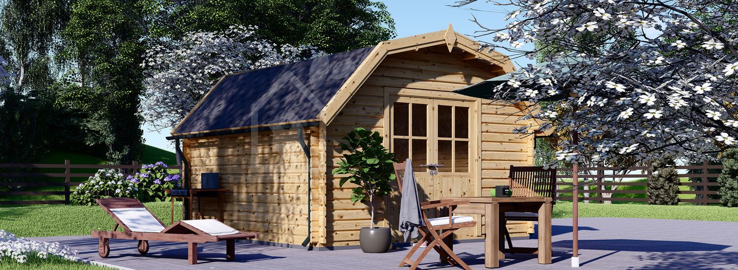 Garden Log Cabin ORLANDO (34 mm), 4x4 m (13'x13'), 16 m² visualization 1