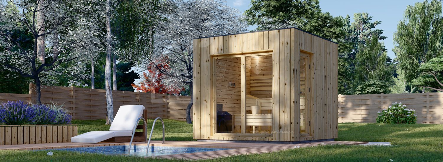 Outdoor Sauna DELLA (34 mm + Cladding), 2,6 x 2,6 m, 5 m² visualization 1