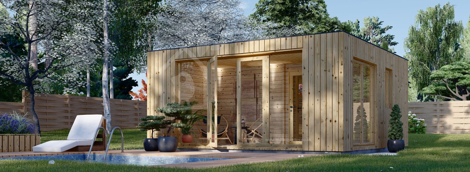 Outdoor Sauna With Changing Room DELLA (34 mm + Cladding), 5,1 x 5,1 m, 22 m² visualization 1