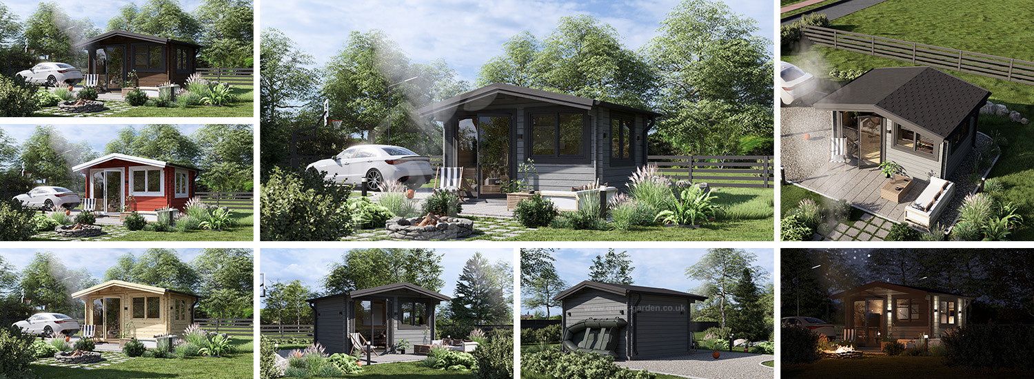 Garden Log Cabin WISSOUS (44 mm), 4x3 m (13'x10'), 12 m² visualization 1