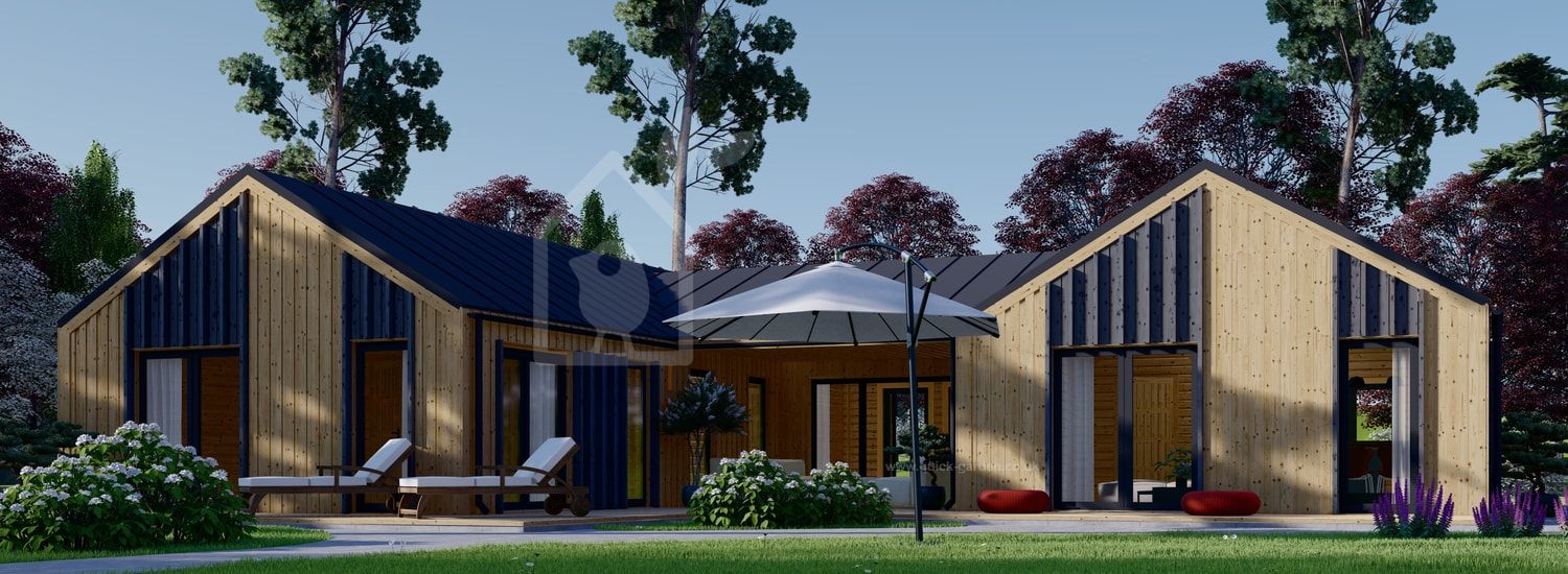 Log Cabin House SCARLET (44 mm + Cladding), 160 m² visualization 1