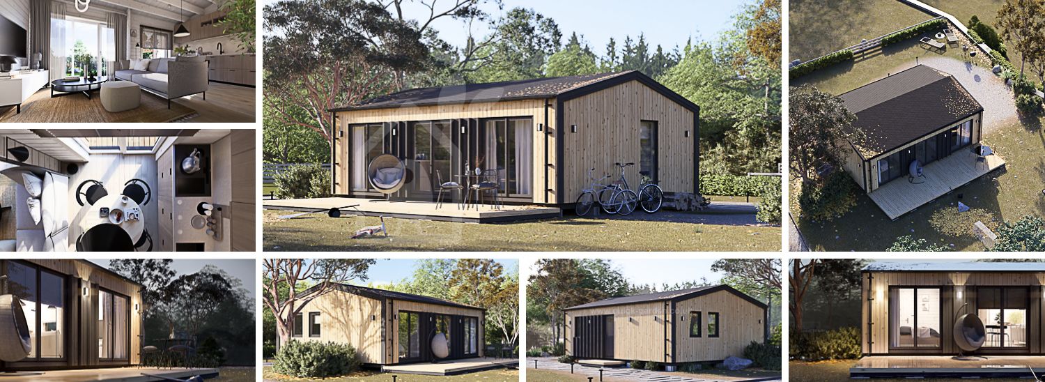 Granny Annexe ANGELA M (44 mm + Cladding), 8.2x6.2 m (27'x 20'), 50 m² visualization 1