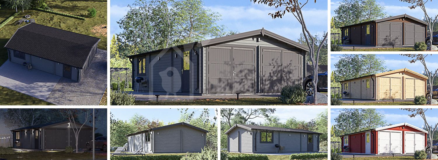 k*i様 GRIOTS GARAGE セット Double Wooden Garage CLASSIC DUO (44 mm), 6x9 m (20'x30'), 54 m²