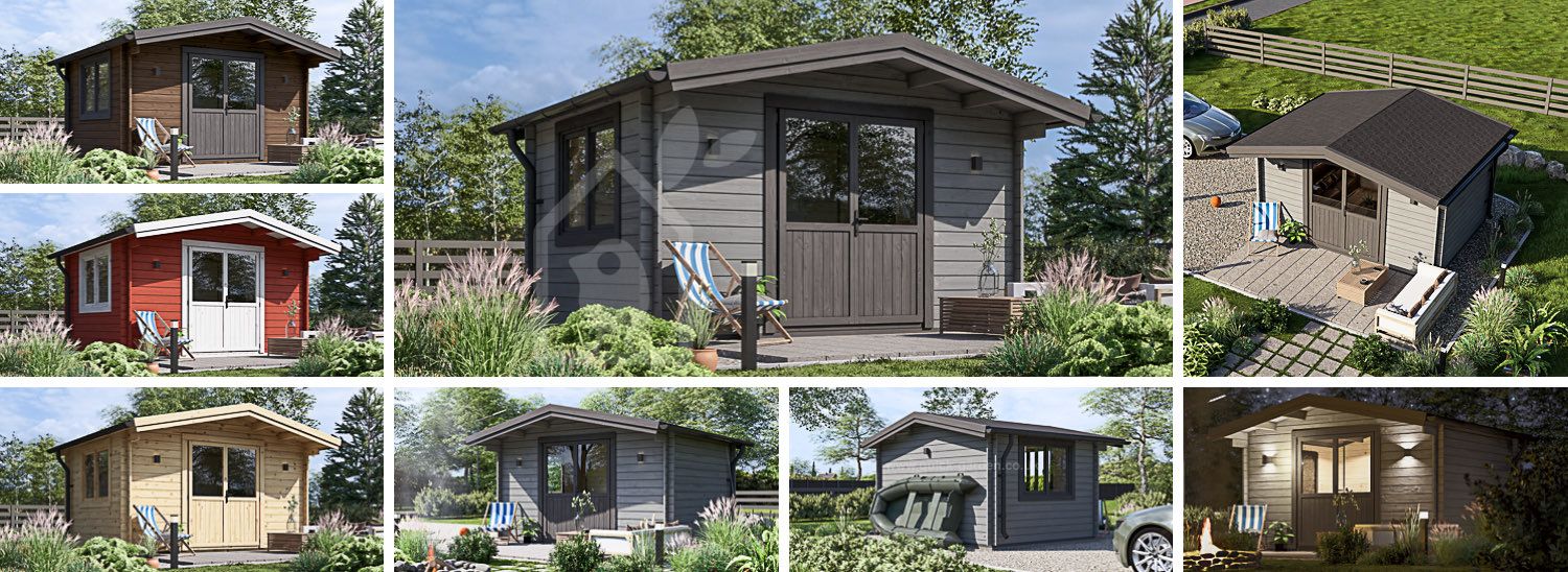 Garden Log Cabin RENNES (34 mm), 4x3 m (13'x10'), 12 m² visualization 1