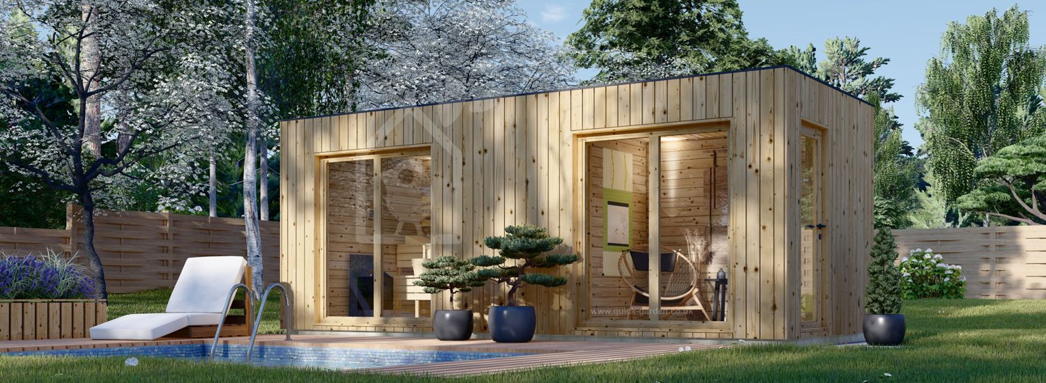 Outdoor Sauna With Changing Room DELLA (34 mm + Cladding), 6,1 x 2,6 m, 12.5 m² visualization 1