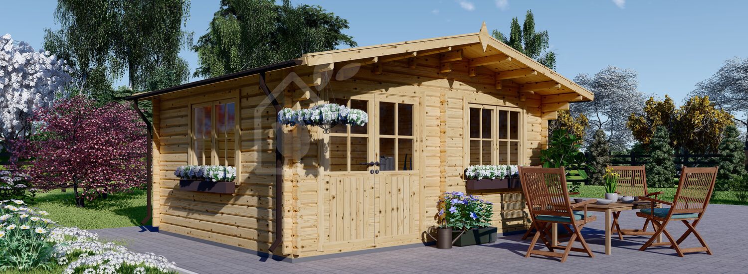 Garden Log Cabin LILLE (44 mm), 4x3 m (13'x10'), 12 m² visualization 1