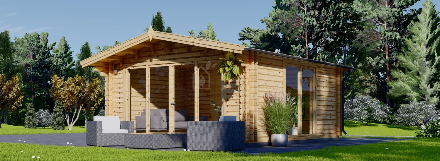 Log Cabin SAMANTA (44+44 mm), 5x5 m (16'x16'), 25 m² visualization 1