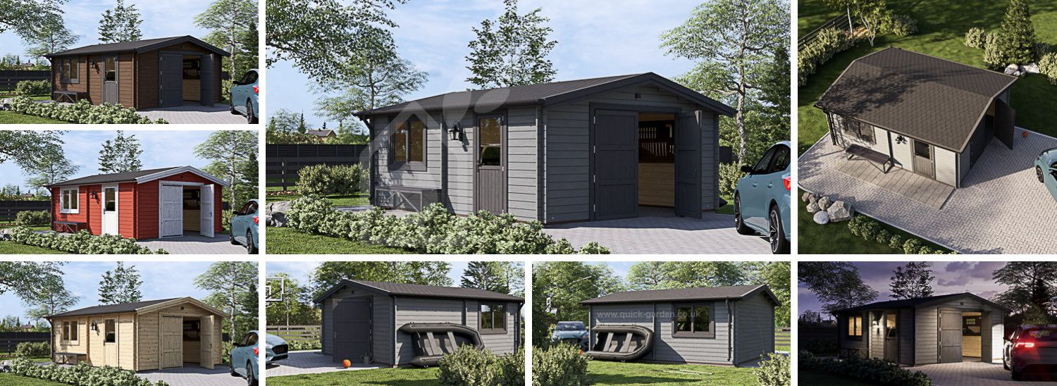 Single Wooden Garage CLASSIC (44 mm), 5x6 m (16'x20'), 30 m² visualization 1