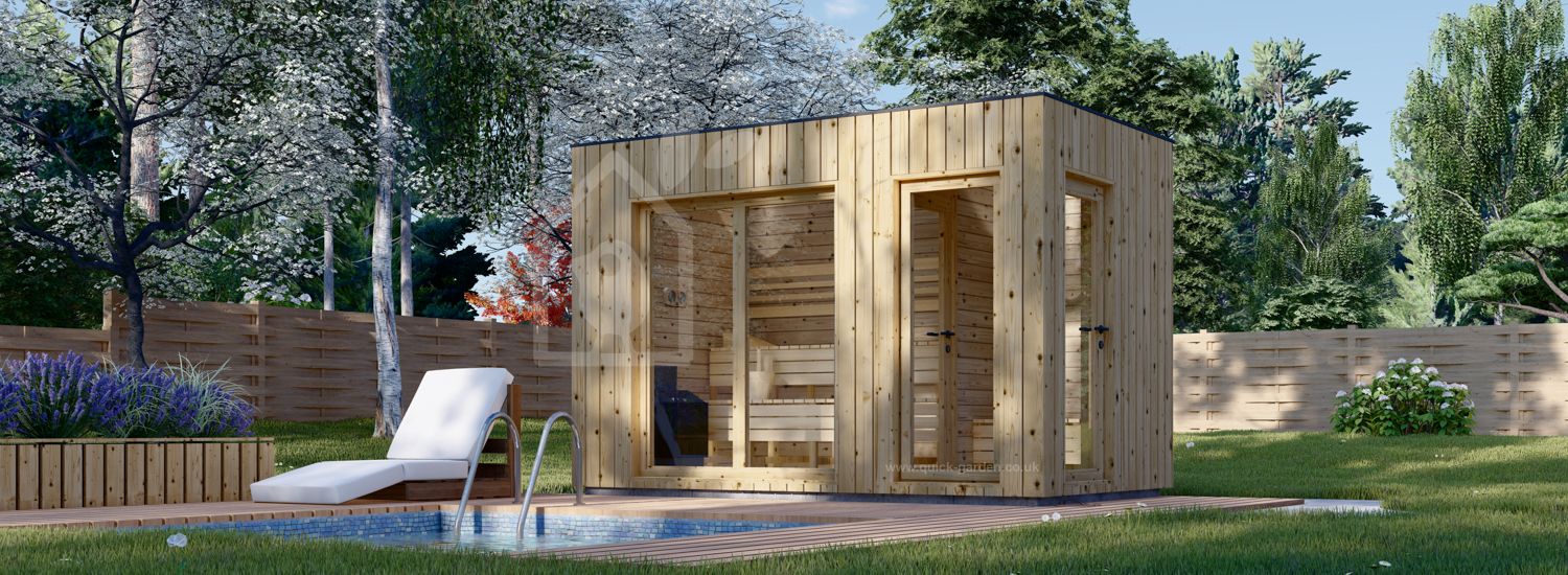 Outdoor Sauna With Changing Room DELLA (34 mm + Cladding), 3,6 x 2,1 m, 5,5 m² visualization 1