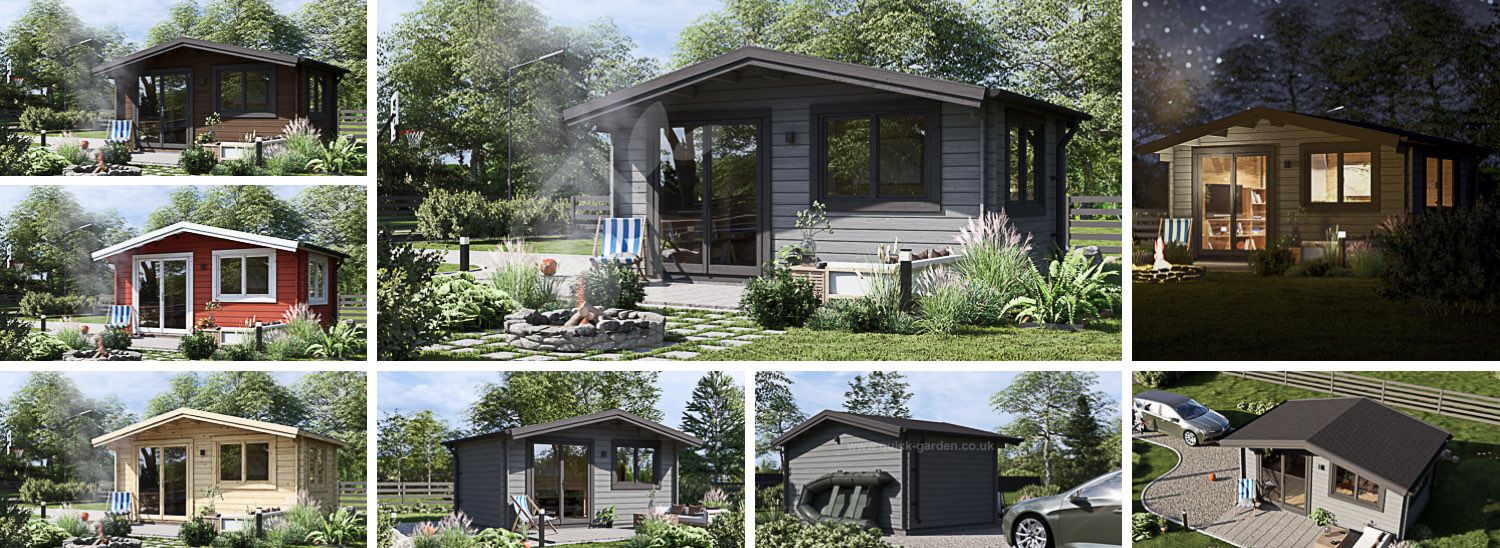 Garden Log Cabin WISSOUS (34 mm), 5x3 m (16'x10'), 15 m² visualization 1