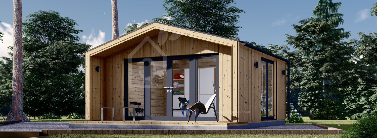 Garden Log Cabin PIA (Insulated, 34 mm + Cladding), 5x4 m (16'x13'), 20 m² visualization 1