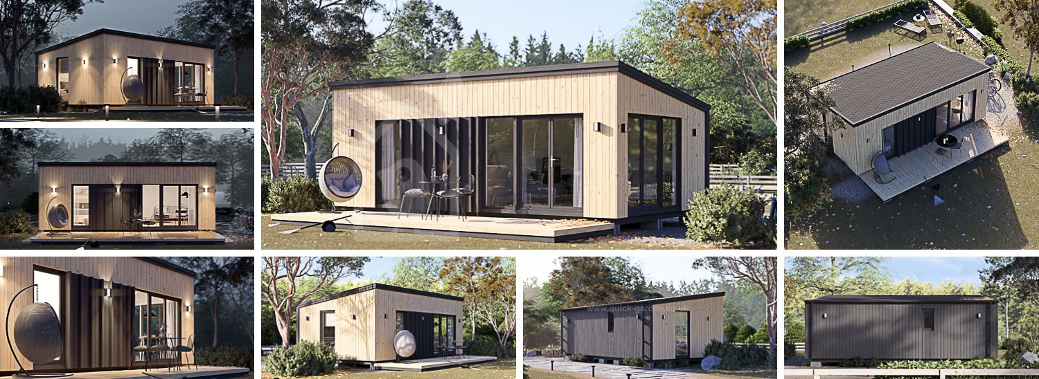 Granny Annexe DIANA Modern FM (Insulated, 34 mm + Cladding), 7.5x4.2 m (25'x14'), 26 m² visualization 1