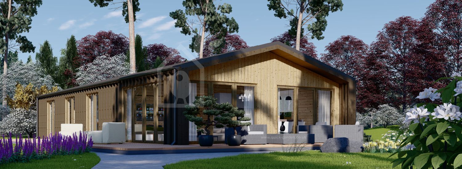 Log Cabin House ROBERTA (Insulated, 44 mm + Cladding), 96 m² visualization 1