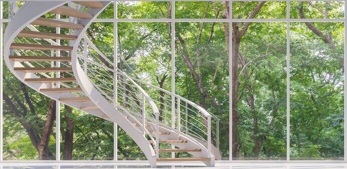 Intricate -stairways-in-residential-log-cabin